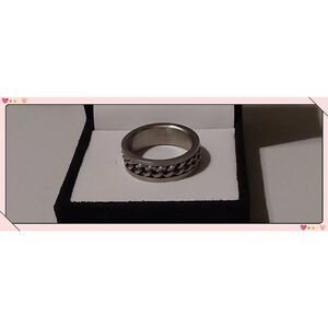 Mens' 316L Stainless Steel Rope Center Band Ring Sz 12